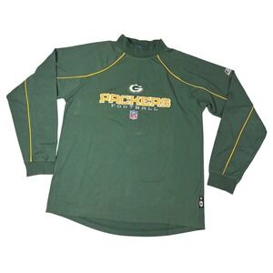 Vintage Green Bay Packers NFL Team Apparel Long Sleeve Mock Neck Shirt Med Korea